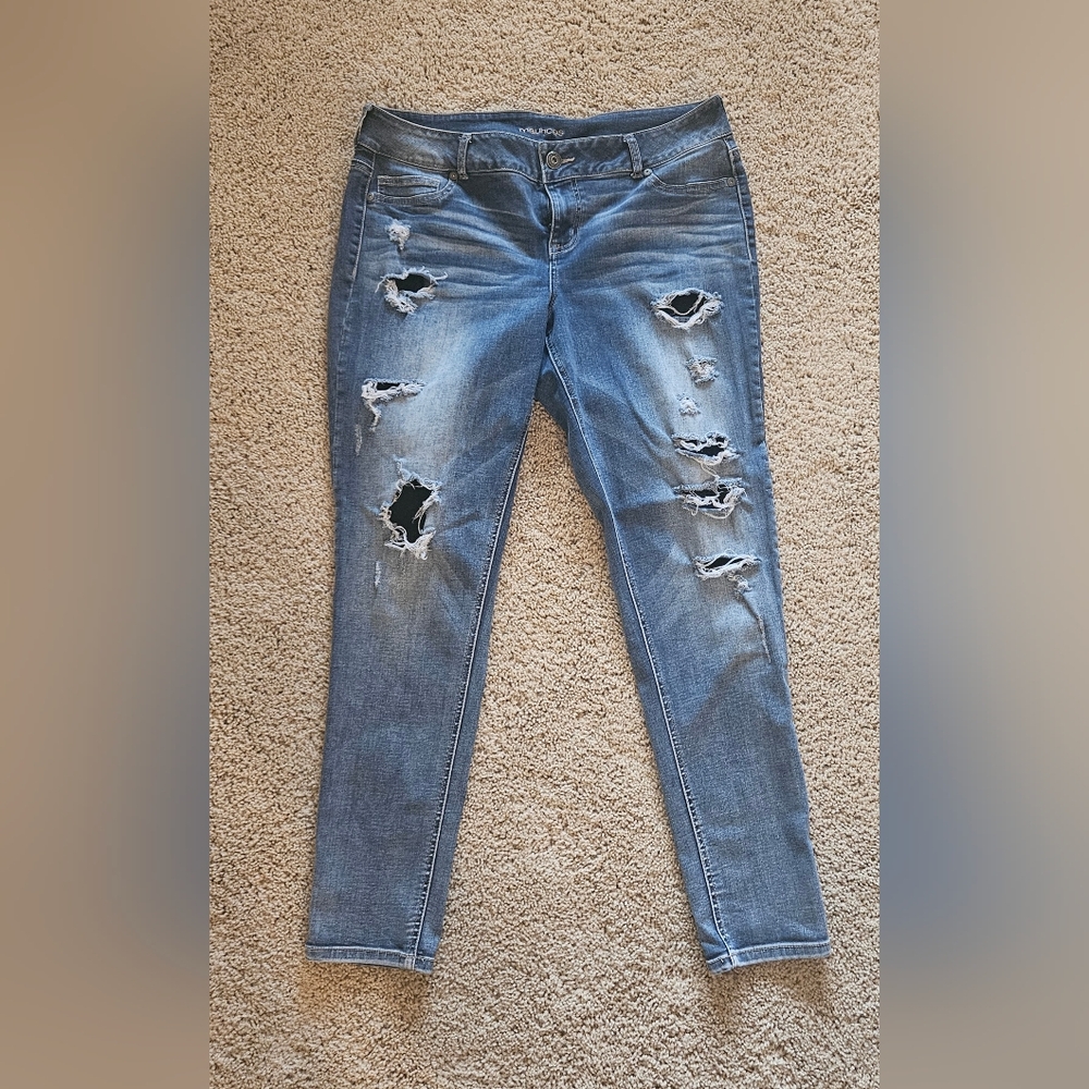 Maurices Light Blue Distressed Skinny Jeans